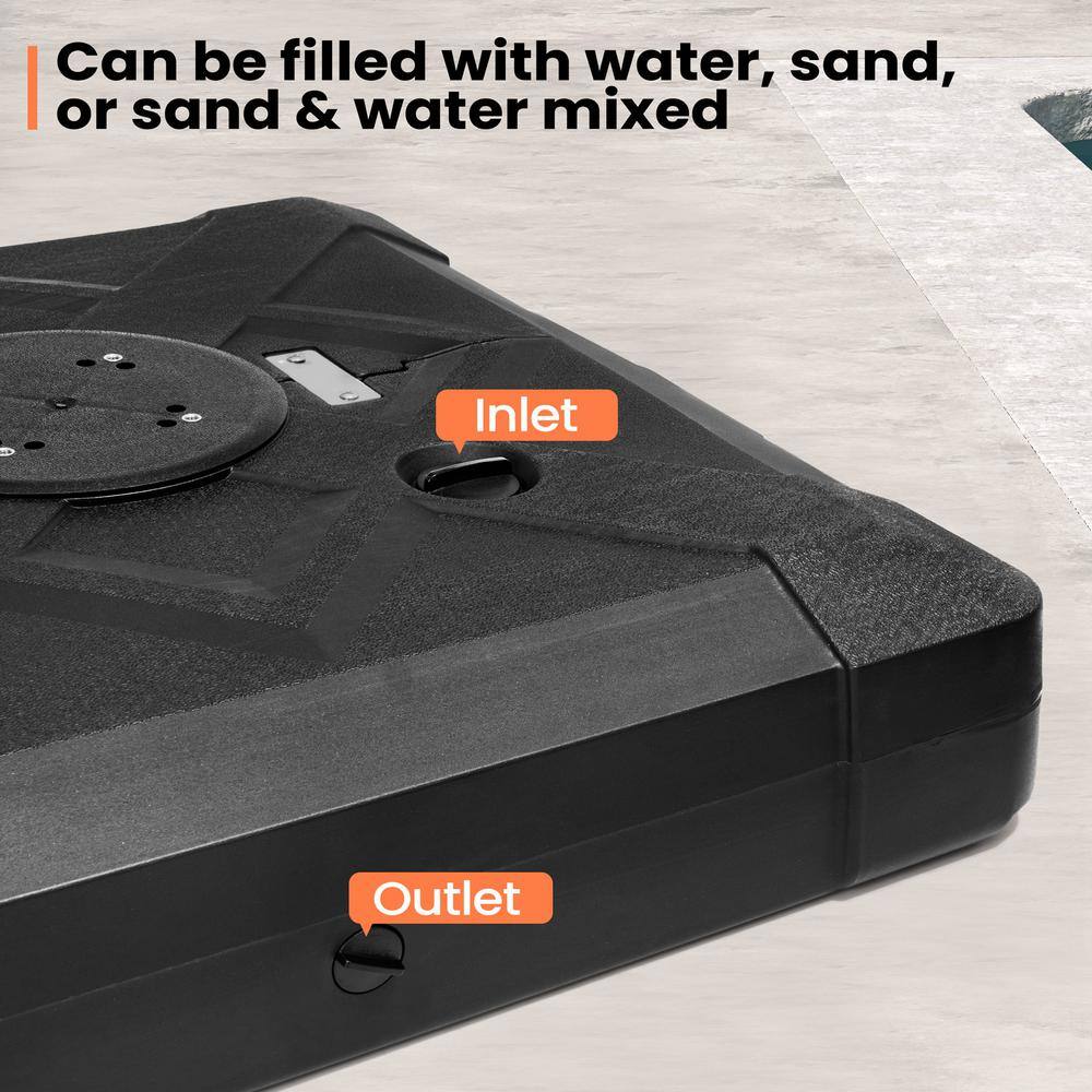 Black 220 lbs HDPE Patio Cantilever Umbrella Base with Wheels