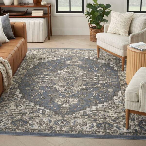 Concerto Blue 7 ft. x 10 ft. Center medallion Transitional Area Rug