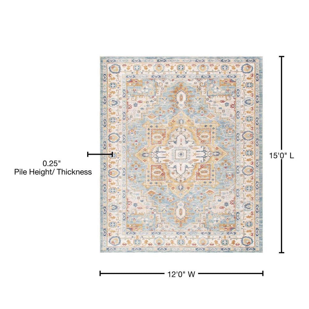 Heritage Light Blue and Ivory Rectangular Synthetic Area Rug
