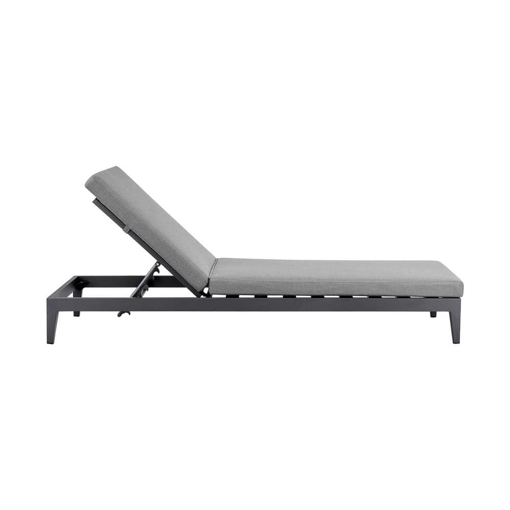 Menorca Gray Aluminum Outdoor Adjustable Chaise Lounge with Cushions