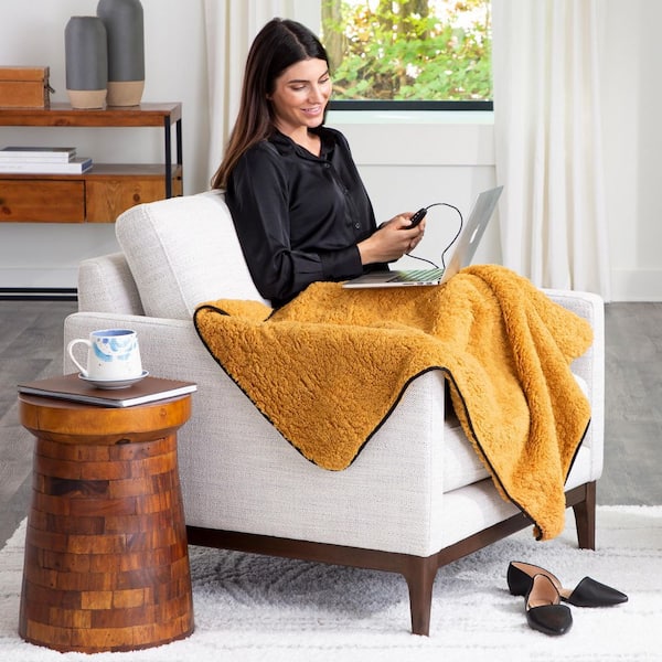 Stalwart Brown Electric Blanket Heated Blanket - Ultra Soft Fleece