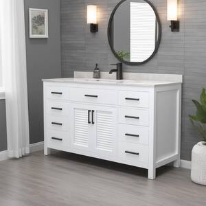 Beckett 60 in. W x 22 in. D x 35 in. H Single Sink Bath Vanity in White with White Cultured Marble Top