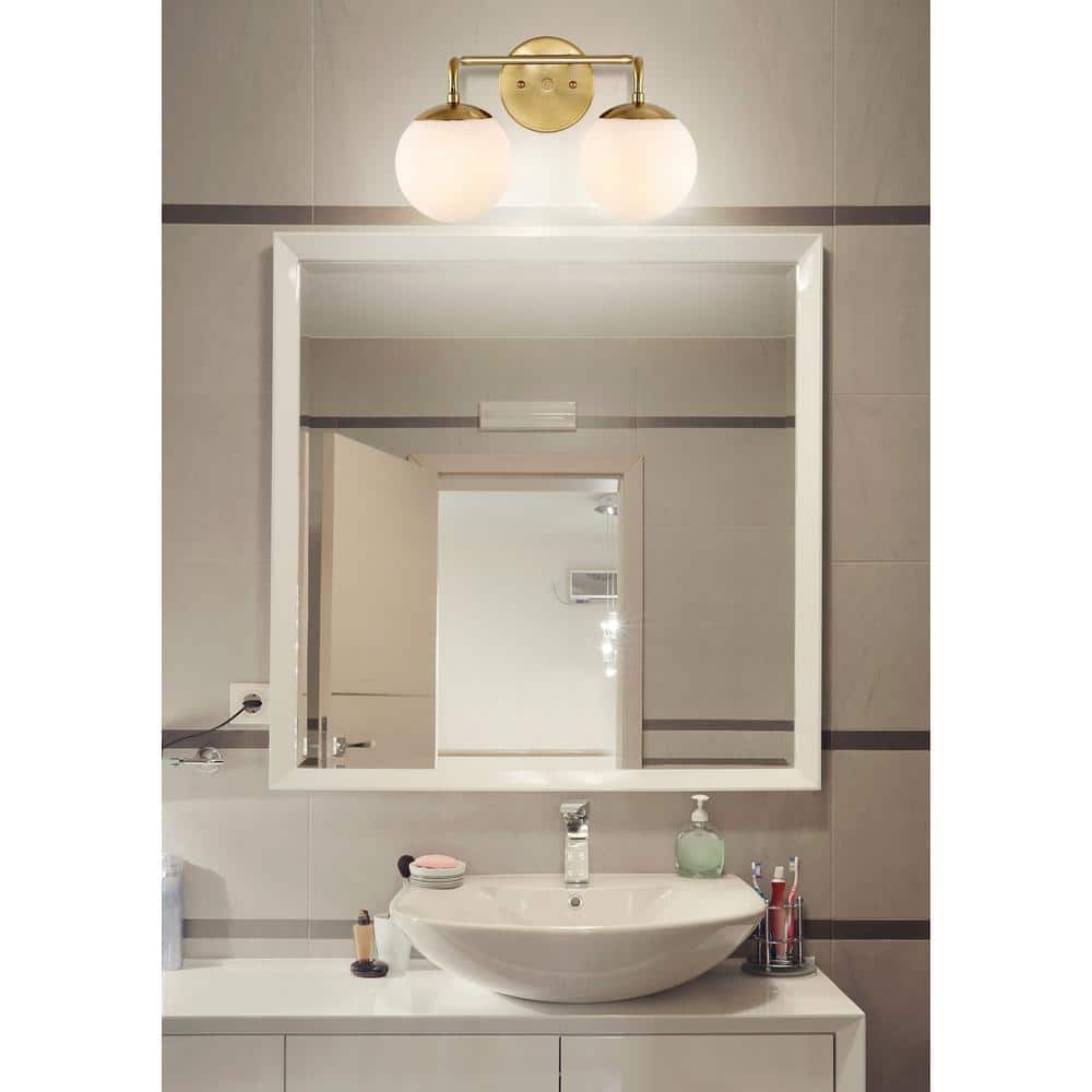Louis Parisian 15" Brass Gold Globe LED Vanity Light with Frosted Glass