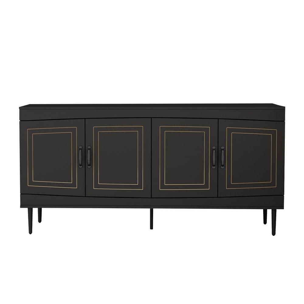 63 in. W x 15.75 in. D x 31.1 in. H Black Linen Cabinet with Adjustable She