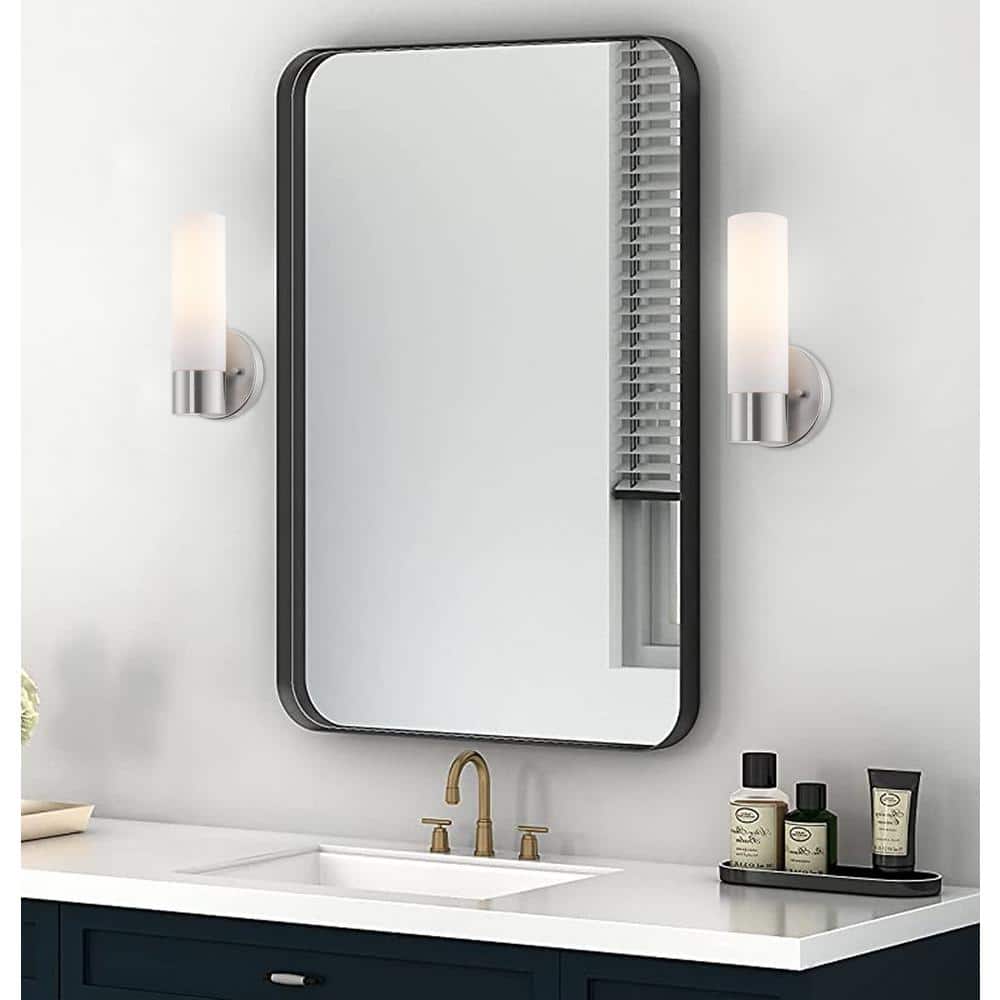 Brushed Nickel 10" Modern Wall Sconce with Frosted Glass Shade
