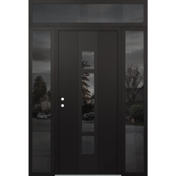 Tessari Doors A9 60 in. x 96 in. Black P Right-Hand/Inswing Mirrored ...