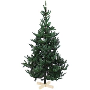 6 ft. Unlit Artificial Christmas Tree with Traditional Wood Base