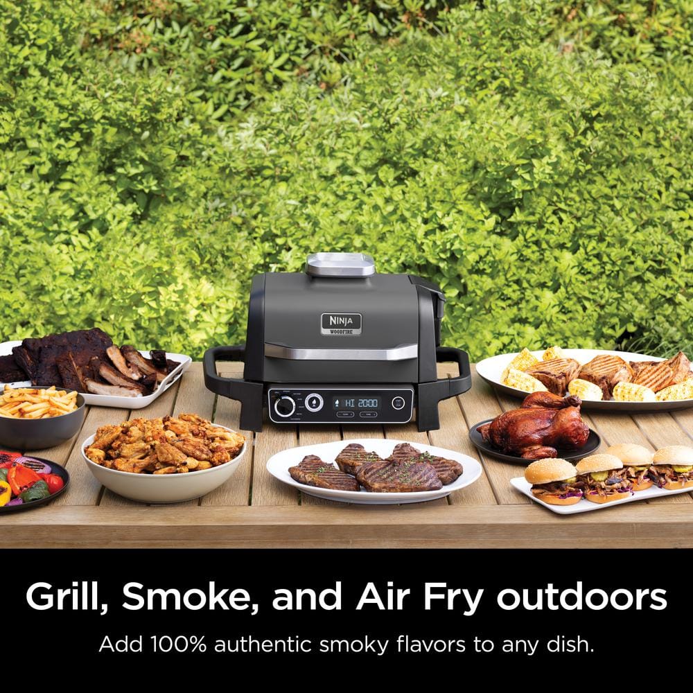 Ninja Woodfire 7-in-1 Gray Charcoal Outdoor Grill & Smoker