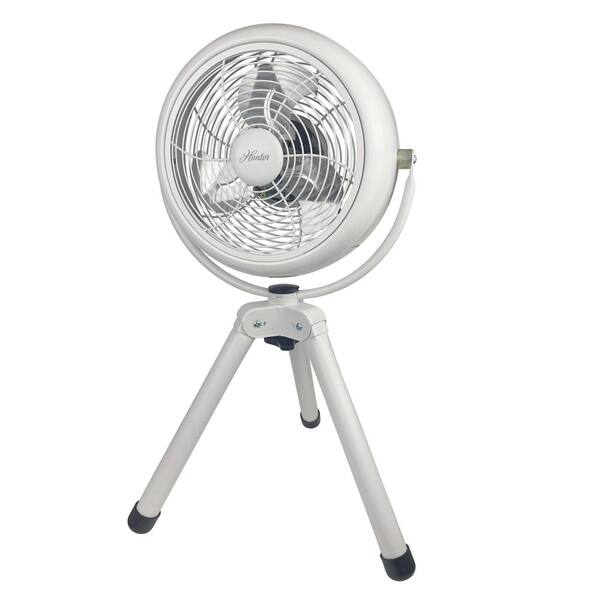 Hunter Retro 8 in. 3 Speed Floor Fan with Tripod Stand in White 
