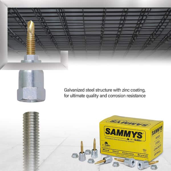 Sammys 8137957-25 1/4-20 x 1 Rod Anchor Super Screw, Swivel Head with 3/8 in. Threaded Rod Fitting, for Steel (pkg=25)