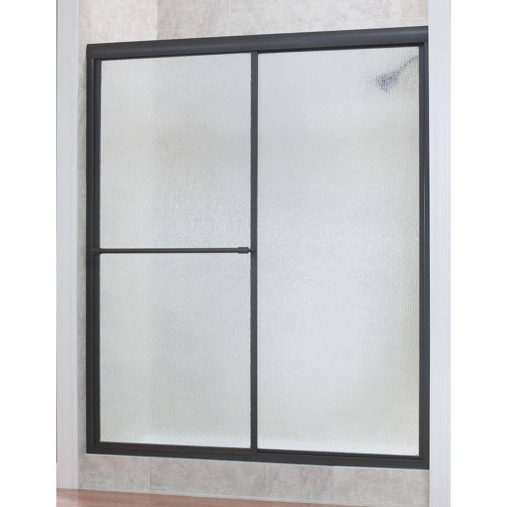 Foremost Tides 56 In To 60 In X 70 In H Framed Sliding Shower Door In Brushed Nickel And Rain Glass Tdss6070 Rn Bn The Home Depot