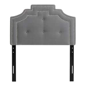 Aspen Light Grey Single Crown Silhouette Headboard with Button Tufting