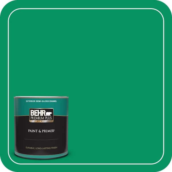 BEHR PREMIUM PLUS 1 qt. #470B-6 Emerald Lake Semi-Gloss Enamel Exterior Paint & Primer