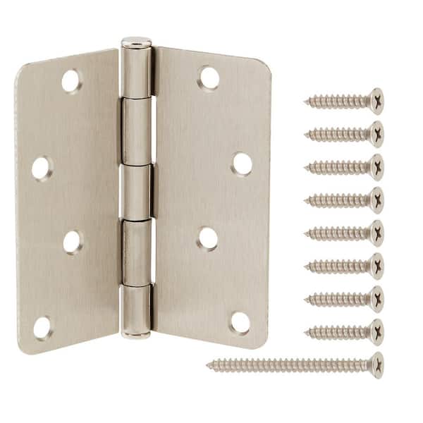 Everbilt 4 in. x 1/4 in. Radius Satin Nickel Squeak-Free Door Hinge