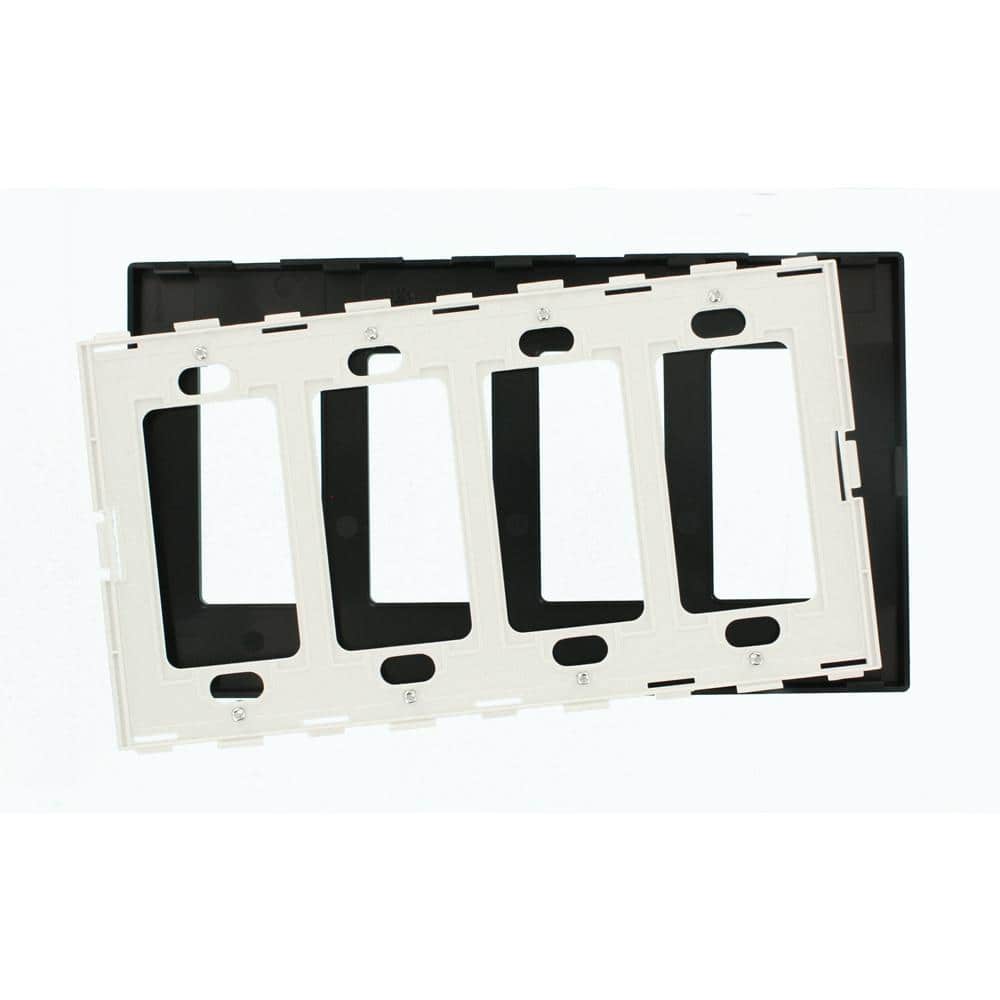 Black Thermoplastic Nylon 4-Gang Screwless Wall Plate
