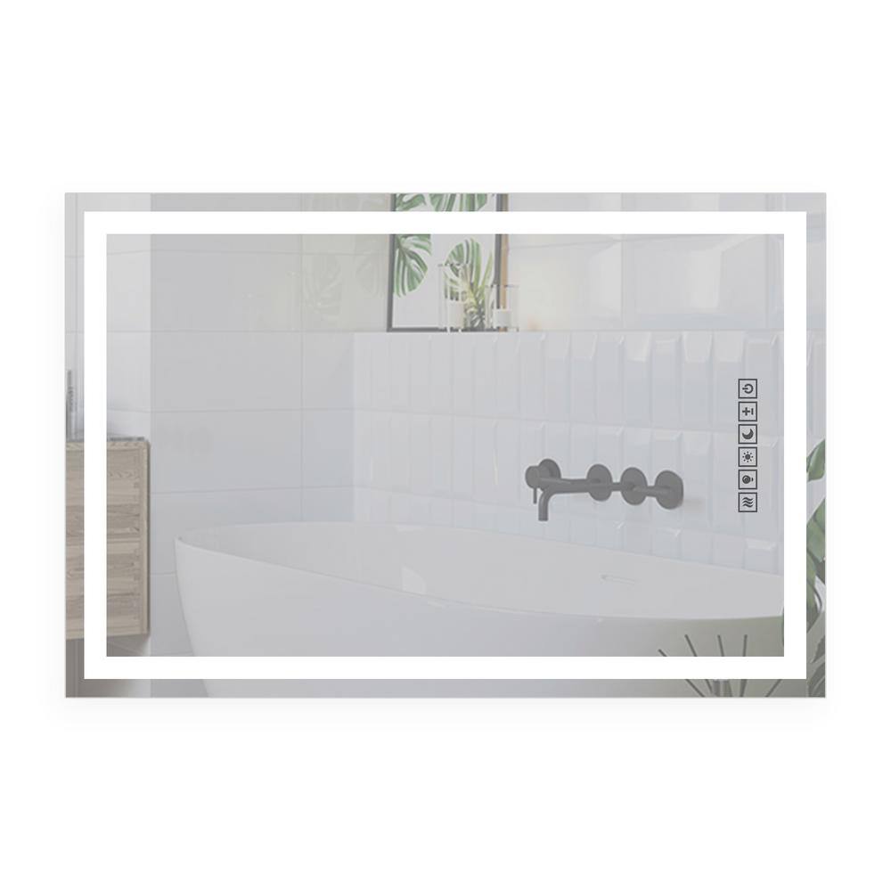 48" x 36" Frameless LED Bathroom Mirror with Anti-Fog