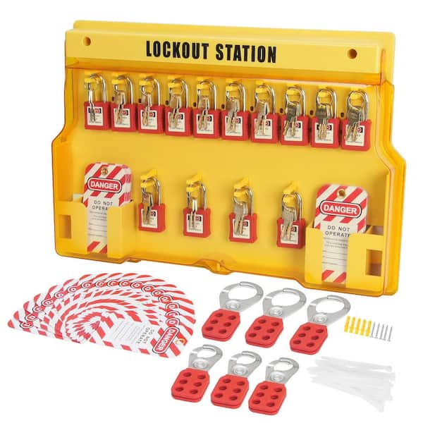 SVOPES 60-Pieces Electrical Lockout Tagout Kit, Safety Lockout Station with Padlocks, Tags, Hasps, Nylon Ties, Expansion Kit