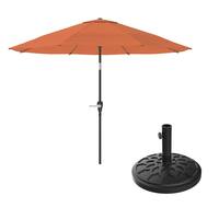 Pure Garden 10 ft. Aluminum Outdoor Market Patio Umbrella with Auto Tilt and Base in Terracotta 50-LG1053B