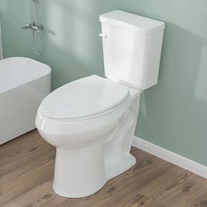 21 in. Tall Seat 2-Piece Toilet 1.28 GPF Single Flush Elongated Toilet in White Map Flush 1000 g with Soft-Close Seat