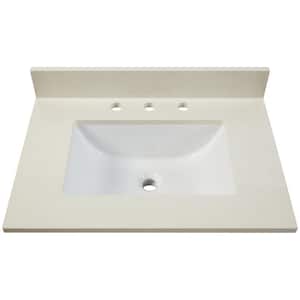 31 in. W x 22 in. D Engineered Quartz Vanity Top in Ice Storm with White Trough Single Basin