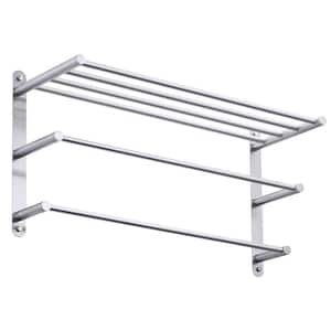 24 in. 3-Tier Tower Rack with Tower Bars for Bathroom Wall Mounted in Stainless Steel Brushed Nickel