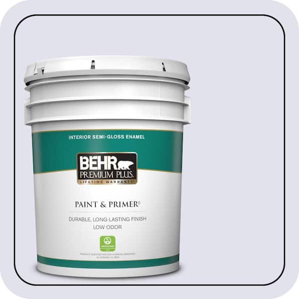 BEHR PREMIUM PLUS 5 gal. #M550-1 White Lavender Semi-Gloss Enamel Low Odor Interior Paint & Primer