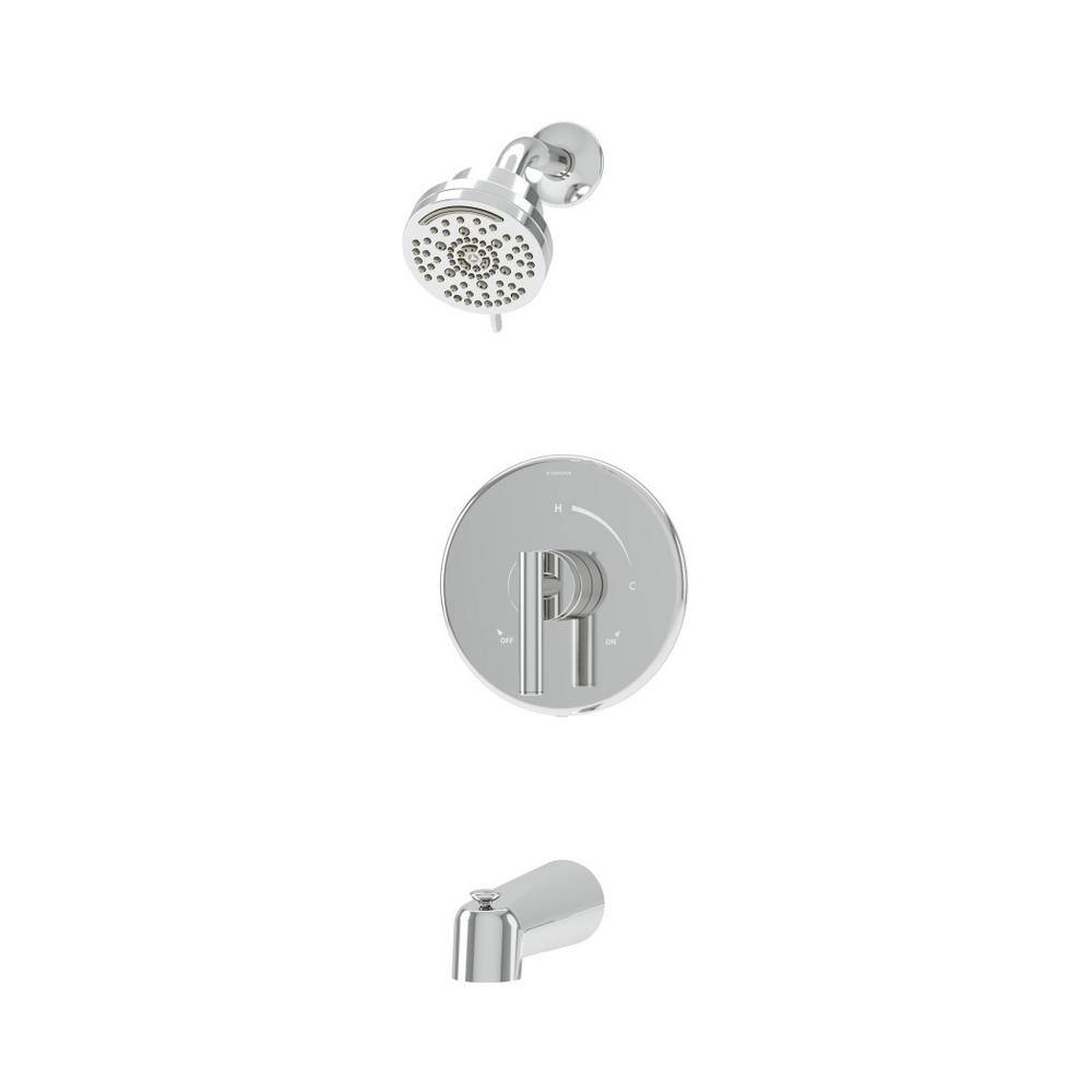 Polished Chrome Wall Mounted Multi Spray Tub & Shower Faucet