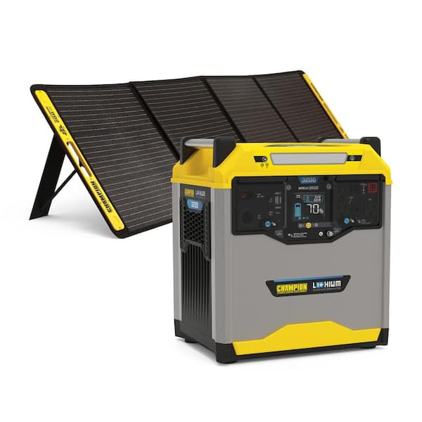 Champion Power Equipment 3276-Wh Power Station 3200/1600-Watt Portable Lithium-Ion Battery Solar Generator with 200-Watt Portable Solar Panels