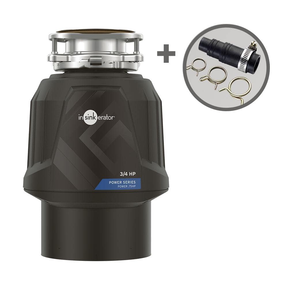 InSinkErator Power .75HP, 3/4 HP Garbage Disposal, EZ Connect Continuous Feed Food Waste Disposer with Dishwasher Connector Kit -  80543A-ISE
