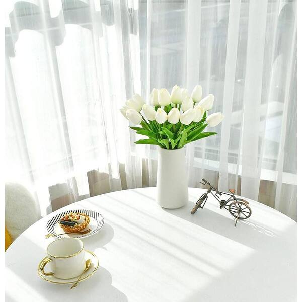 13 in. White Indoor/Outdoor Artificial Tulips CJ79H2YF6K - The