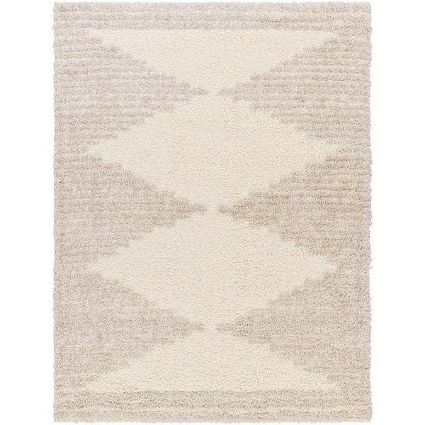 Livabliss Everton Cream/Beige 5 ft. x 7 ft. Diamond Indoor Area Rug