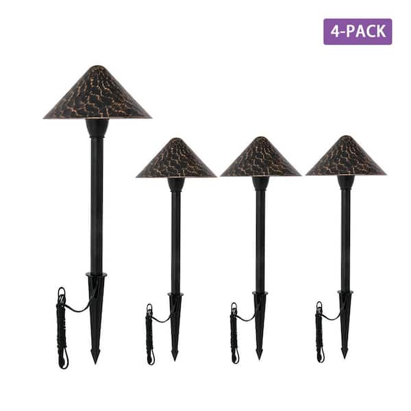 Sofiton 3-Watt Low Voltage Bronze Hardwired Integrated LED Weather Resistant Outdoor Landscape Light Kit Path Light (4-Pack)