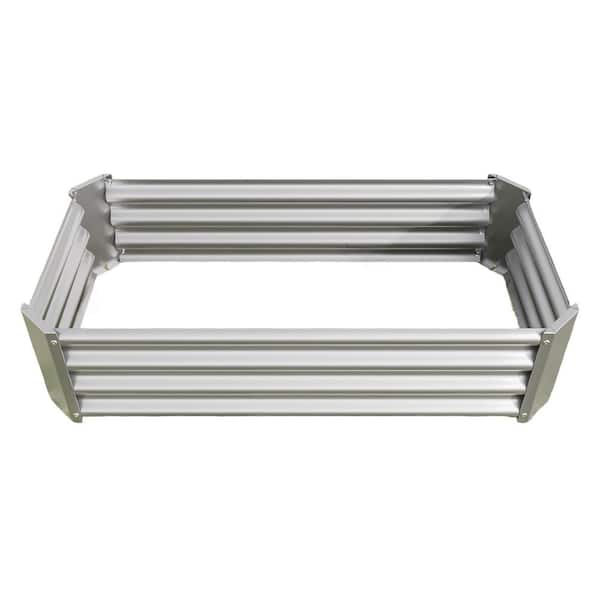 Unbranded 47.24 in. x 24 in. x 11. 81 in. Rectangle Metal Raised Garden Bed in Silver