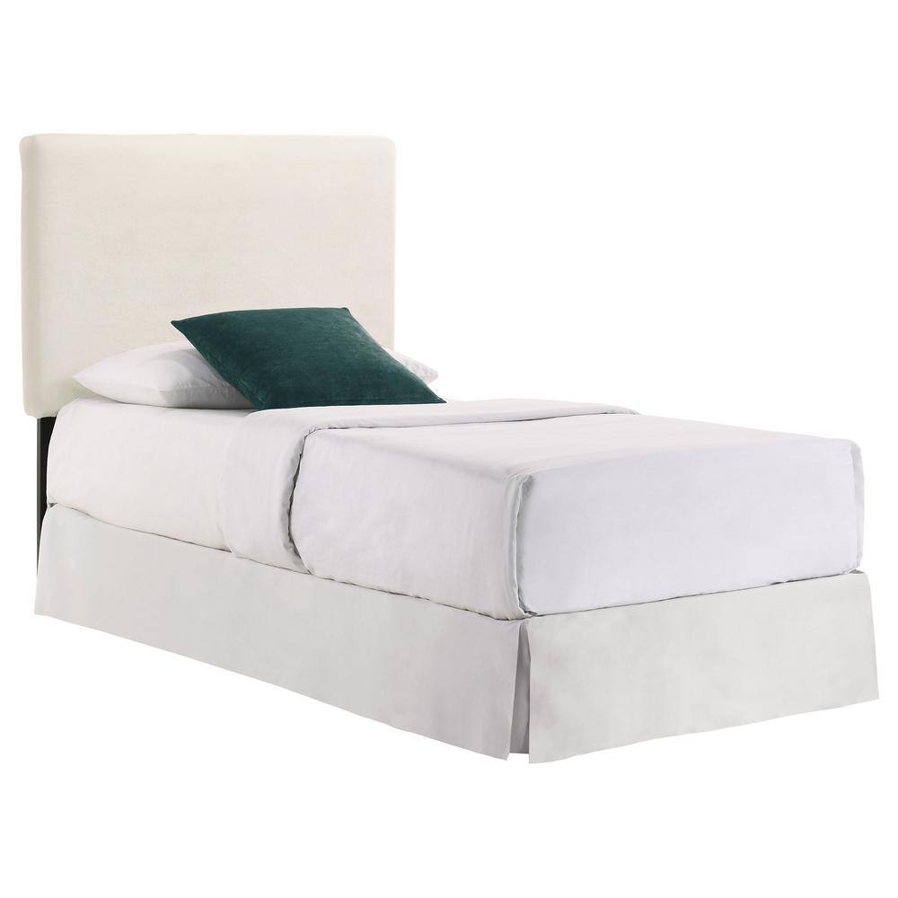 Ivory Faux Fur Upholstered Twin Headboard with Black Legs