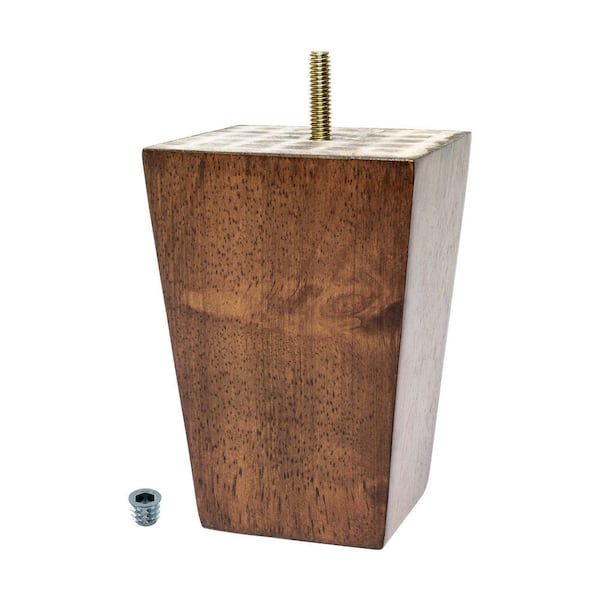 American Pro Decor 5 in. x 3-3/4 in. Stained Cherry Solid Hardwood Square Bun Foot