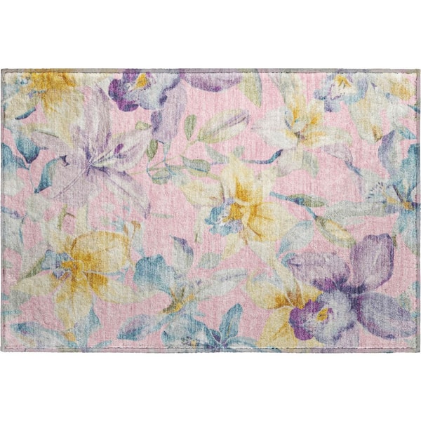 Mayfield Premium Machine Washable Abstract AMF2262 Pink 2 ft. x 3 ft. Accent Rug