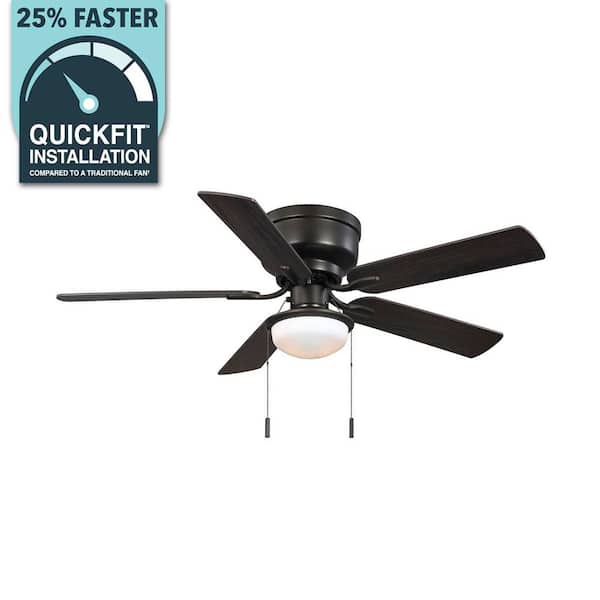 Colton 52 in. Indoor Flat Bronze Low Profile Ceiling Fan with Light Kit and Bright White LED Bulbs Included