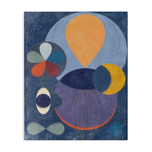 Stupell Industries Blue Retro Collage by Victoria Barnes Unframed Abstract Graphic Art Print 20 in. x 16 in.