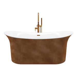 Ahri 66 in. Acrylic Free-Standing Flatbottom Non-Whirlpool Bathtub in Copper
