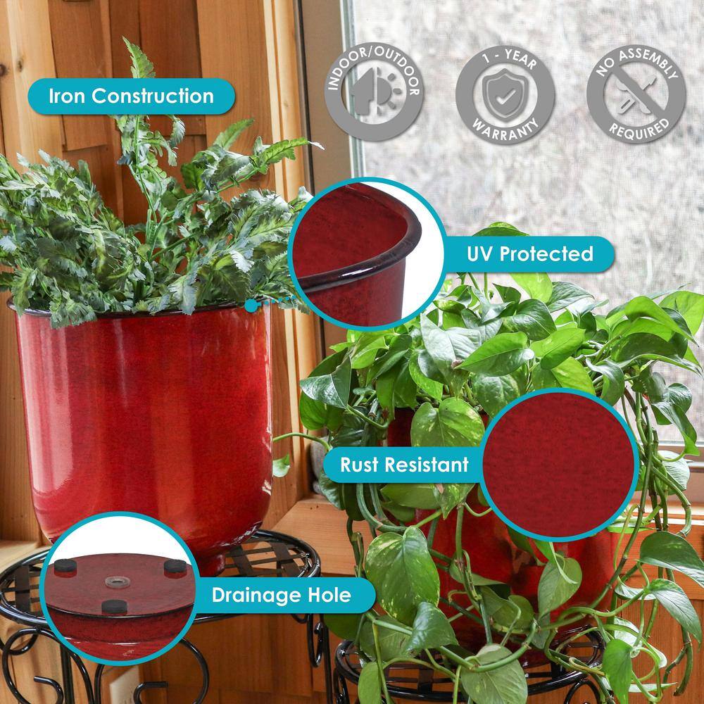Vivian Ruby Glaze Medium Iron Indoor/Outdoor Planter Set