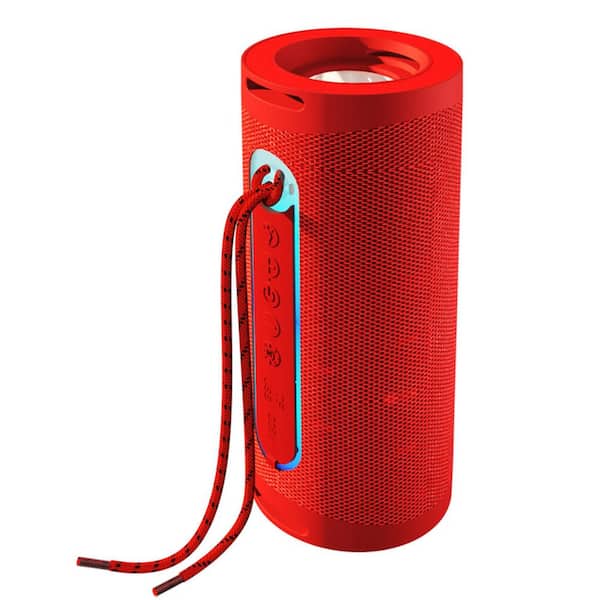 Bass Lux Bluetooth Portable Speaker With LED Flashlight in Red