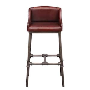 38 in. Brandon Industrial Leather Bar Stool