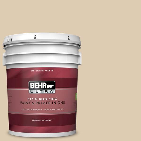 BEHR ULTRA 5 gal. #UL160-15 Bone Matte Interior Paint and Primer in One