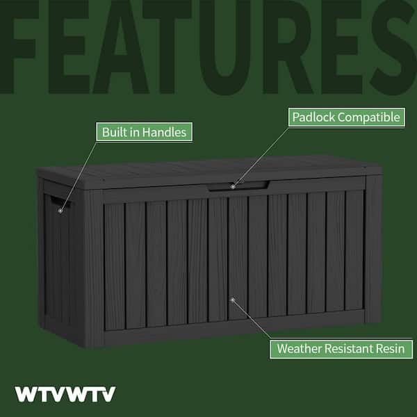 80 Gal. Waterproof Outdoor Resin Storage Deck Box, Large Lockable Capacity, Versatile Deck Storage Bench for Cushions