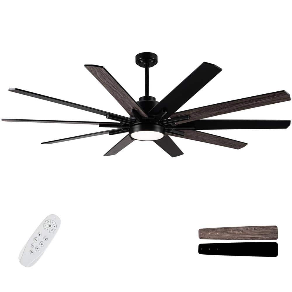 72-Inch Black Plywood Blade Ceiling Fan with LED Light and Remote