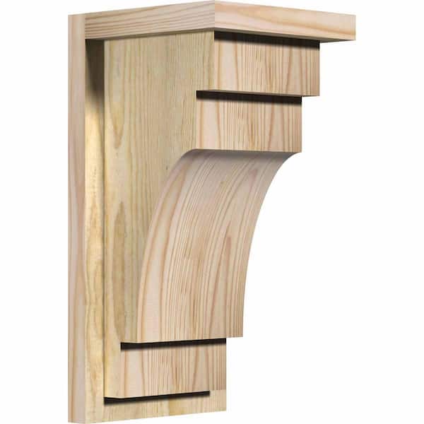 Ekena Millwork 8 in. x 8 in. x 16 in. Douglas Fir Mediterranean Rough Sawn Corbel with Backplate