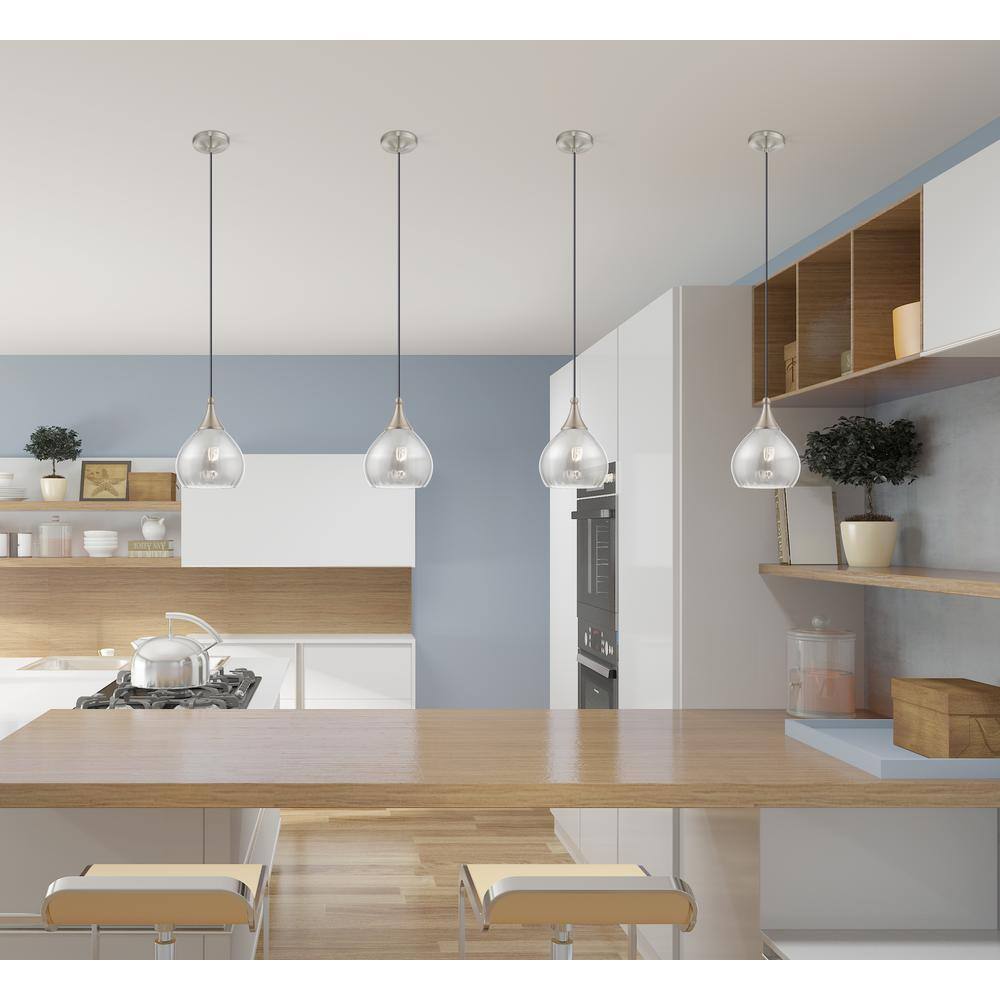 Mini Brushed Nickel LED Pendant with Smoke Glass - Indoor/Outdoor
