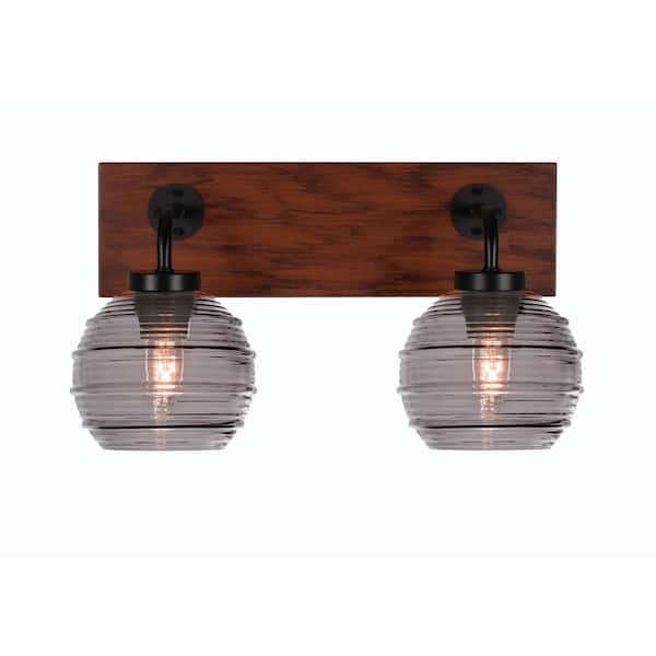 Unbranded Kirby 16.25 in. 2-Light Matte Black and Painted Wood-look Metal Vanity Light