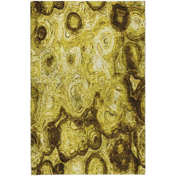 Dream Shag Premium Machine Washable Abstract ADS579 Gold 9 ft. x 12 ft. Area Rug
