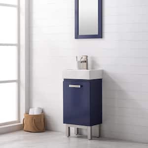 Stella 16.5 in. W x 12 in. D x 33.75 in. H Bath Vanity in Blue with Porcelain Vanity Top in White with White Basin
